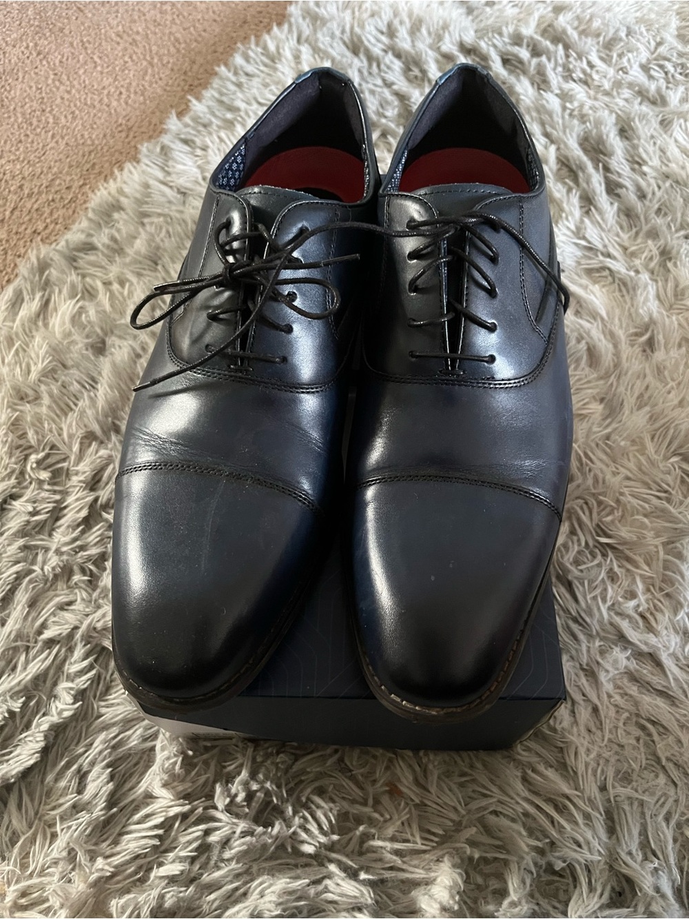 Stacy Adams Black Cap-Toe Derby Dress Shoes